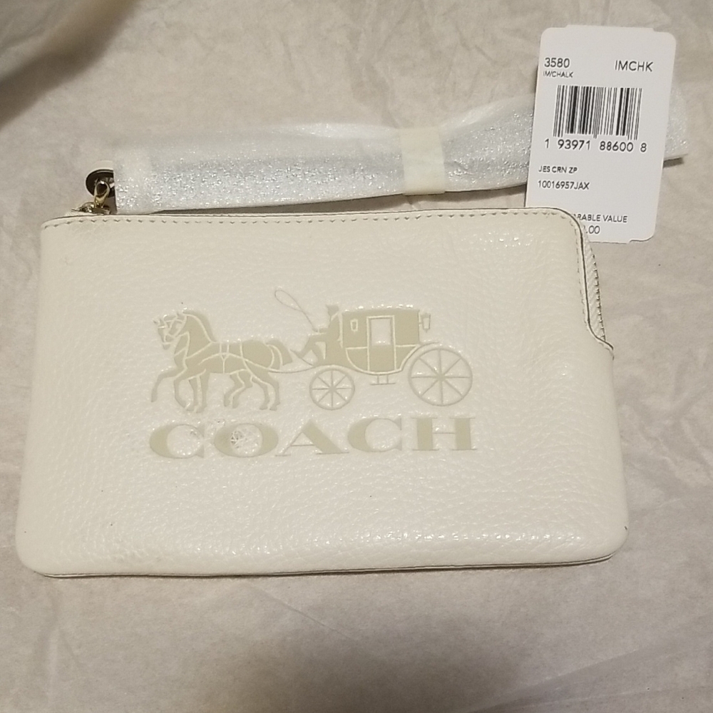Coach White Clutch Wristlet with Stagecoach Design